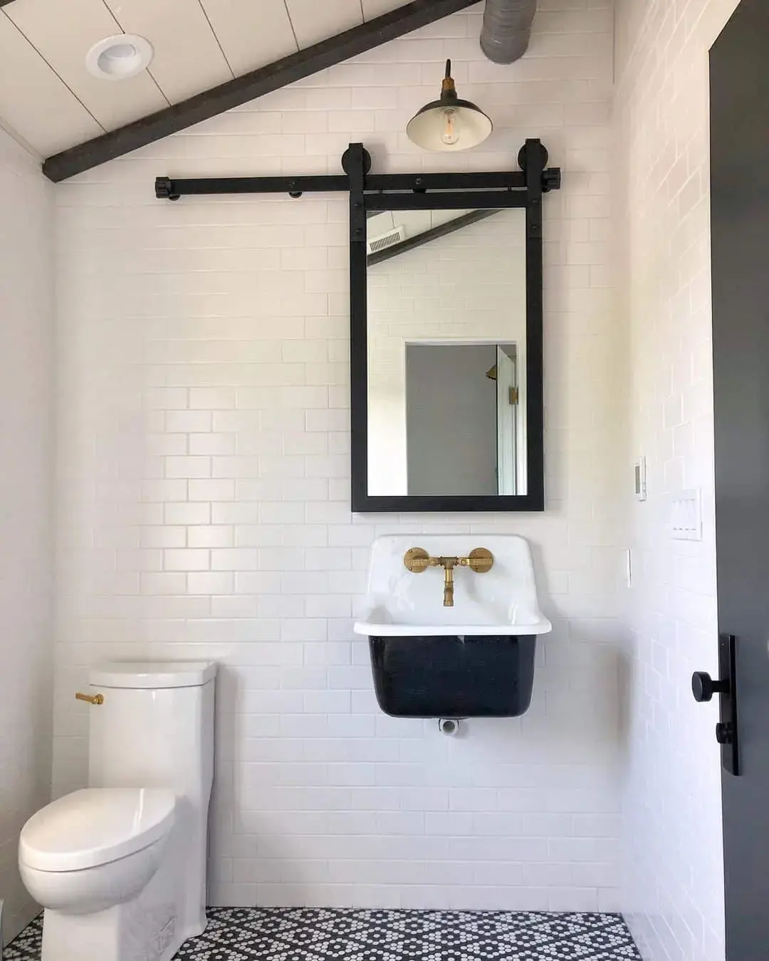 Black Barn Door Mirror Adds Industrial Flair