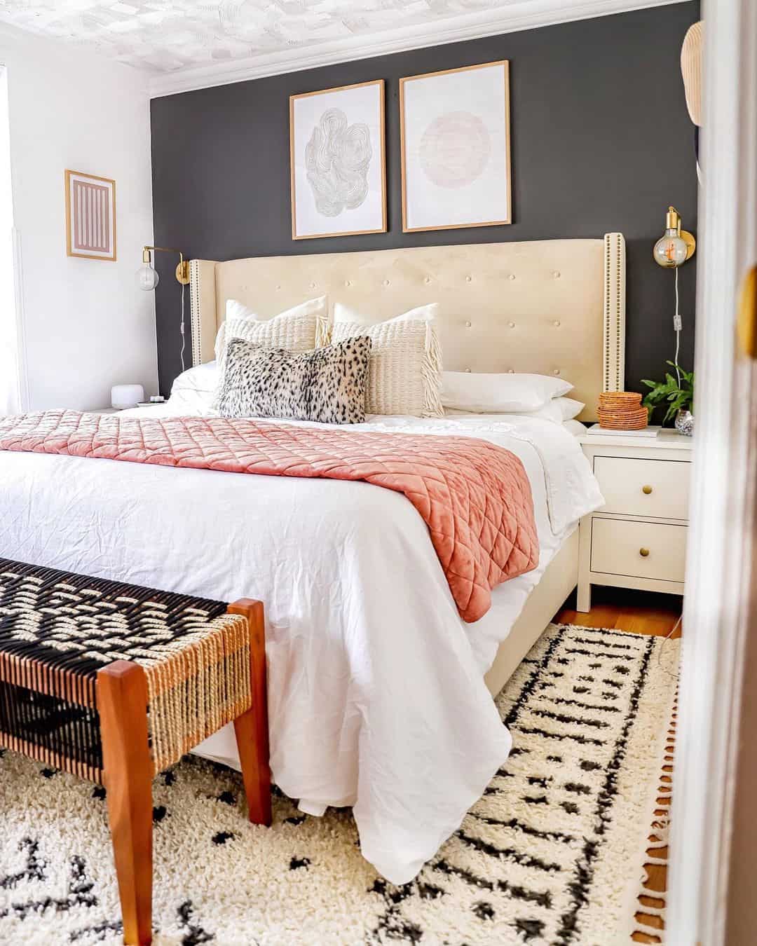 Two Framed Prints Add Organic Texture Above a Dark Wall
