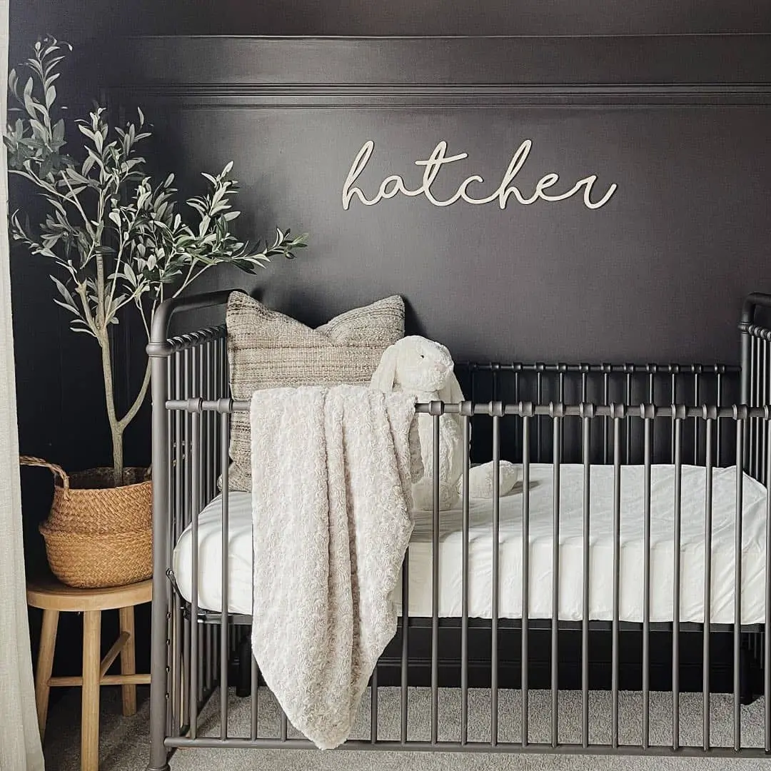 Personalize a Dark Nursery Wall with a Wooden Name Sign
