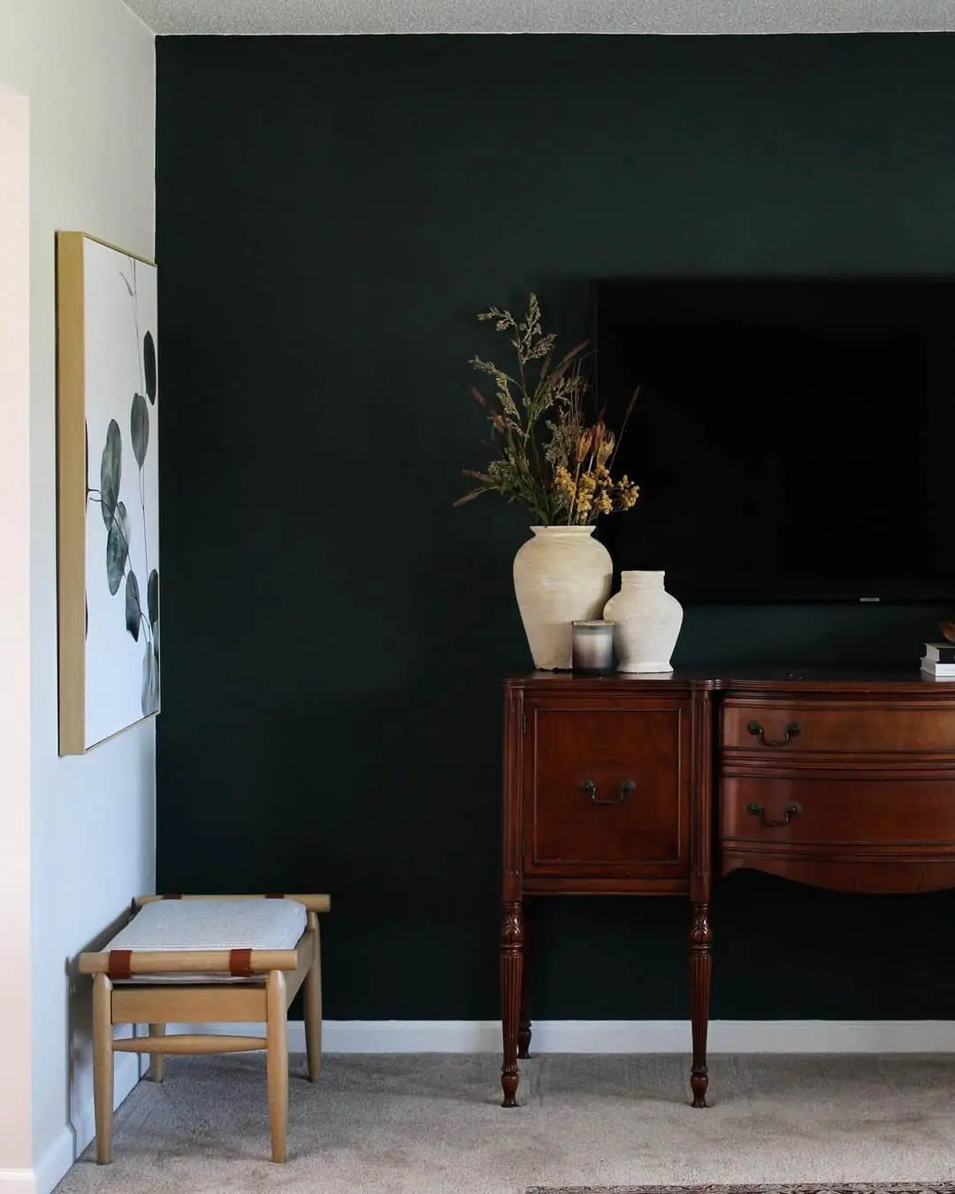 Textured Vases Add Organic Shape to Dark Wood Furniture
