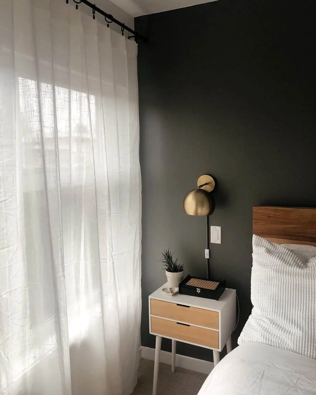 Highlight Your Nightstand with a Dark Wall Backdrop
