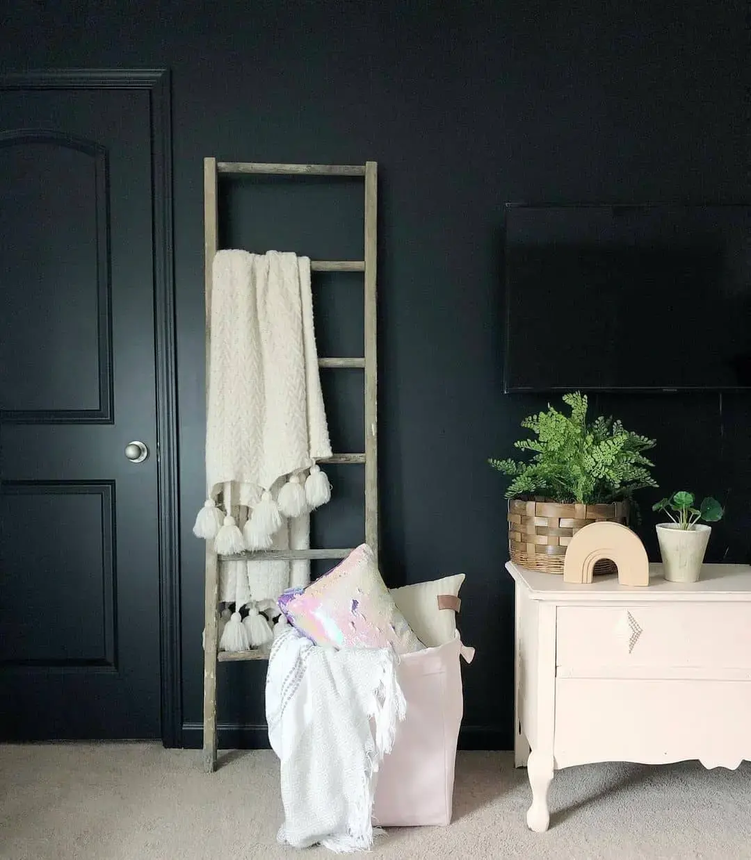 Soften a Dark Wall with a Blanket Ladder