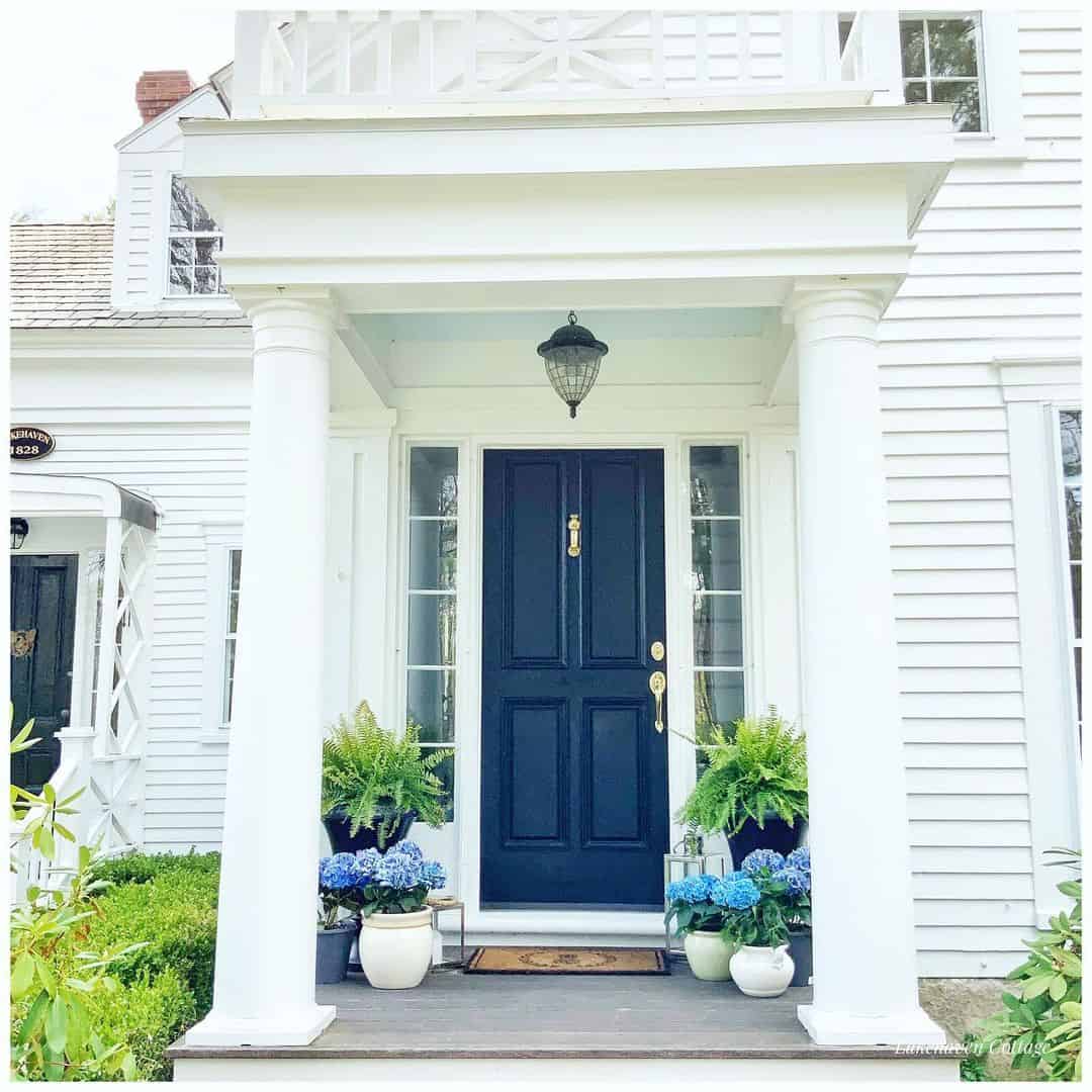 Layer Greenery with Ferns and Hydrangeas Beside Your Blue Door
