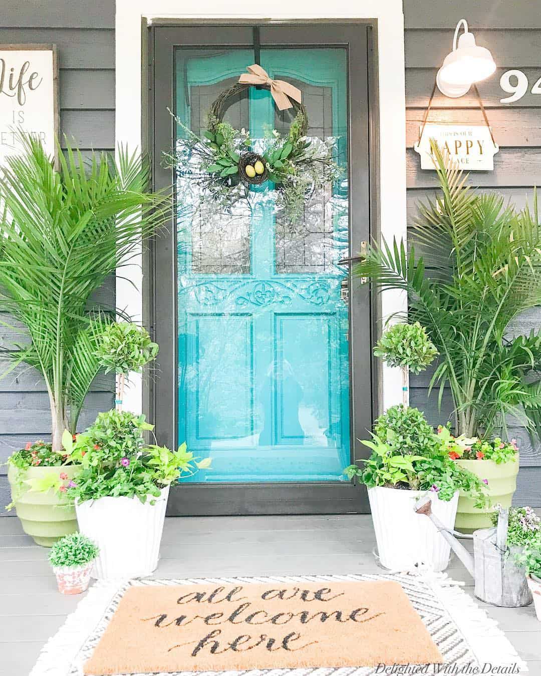 Spring Wreath with a Bird's Nest Accents Your Teal Door