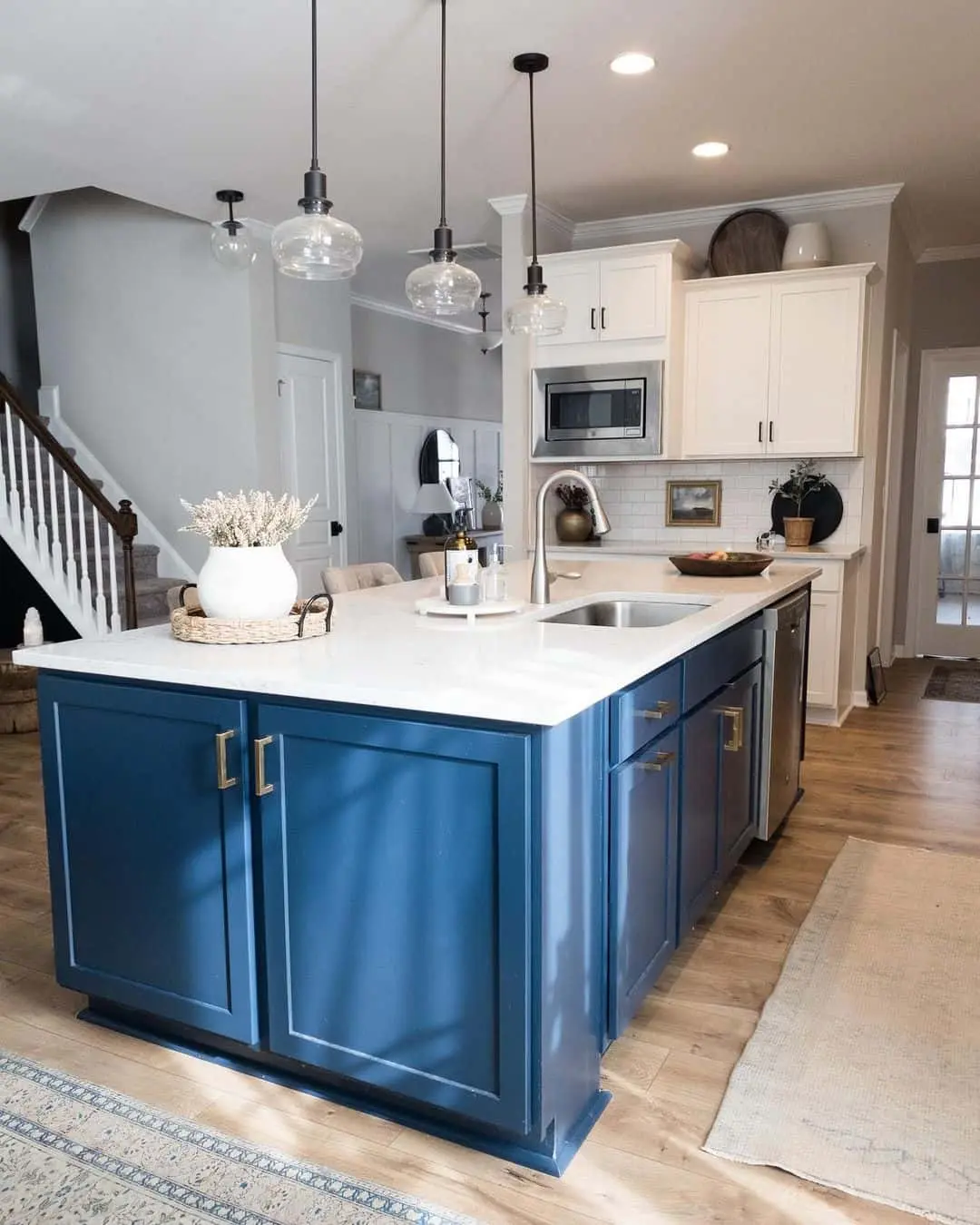 Deep Blue Island with Clean-Lined Recessed Panels