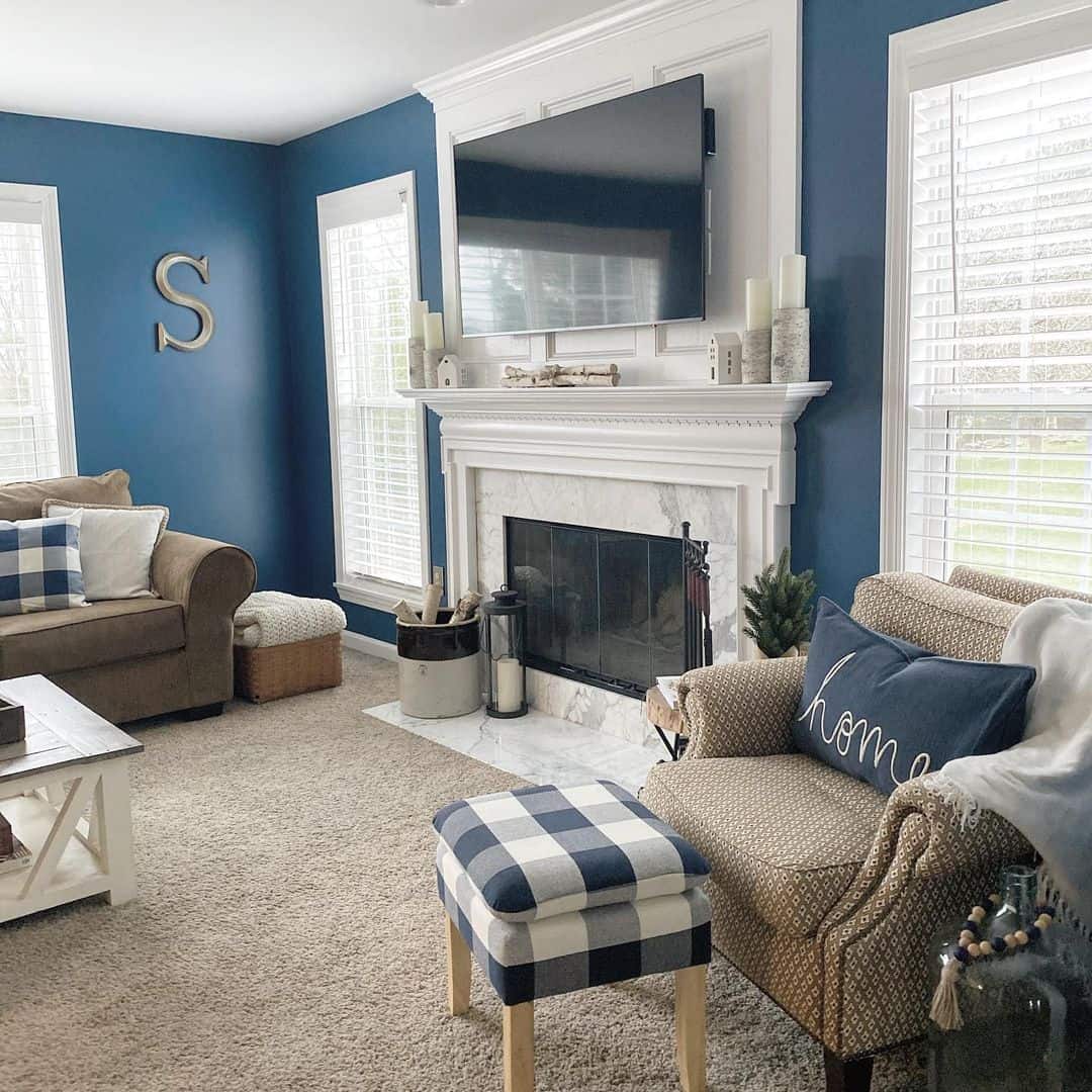 Blue Buffalo Check Ottoman Adds a Cozy Touch