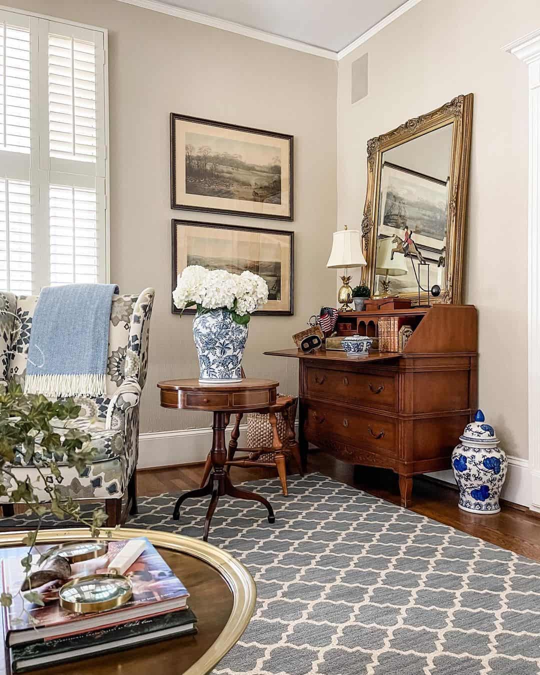 Blue and White Ginger Jar Accents a Desk