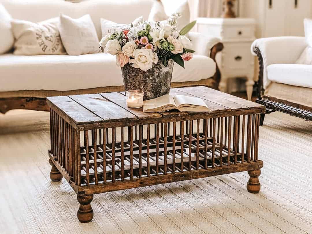 Wooden Coffee Table With Built-In Shelving for Display