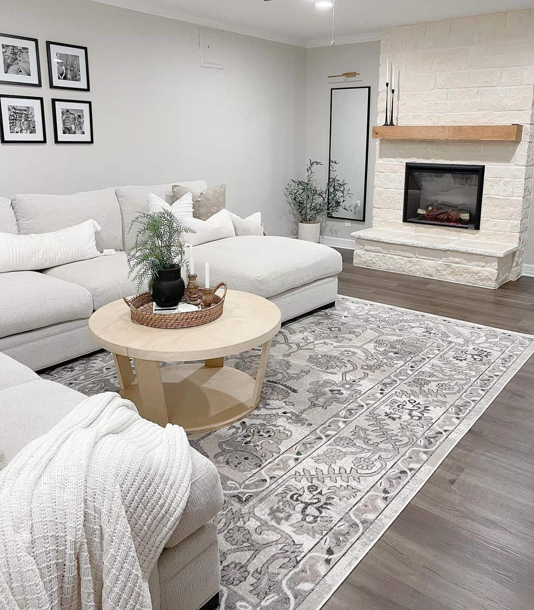 Round Wood Coffee Table With Tiered Display Shelf