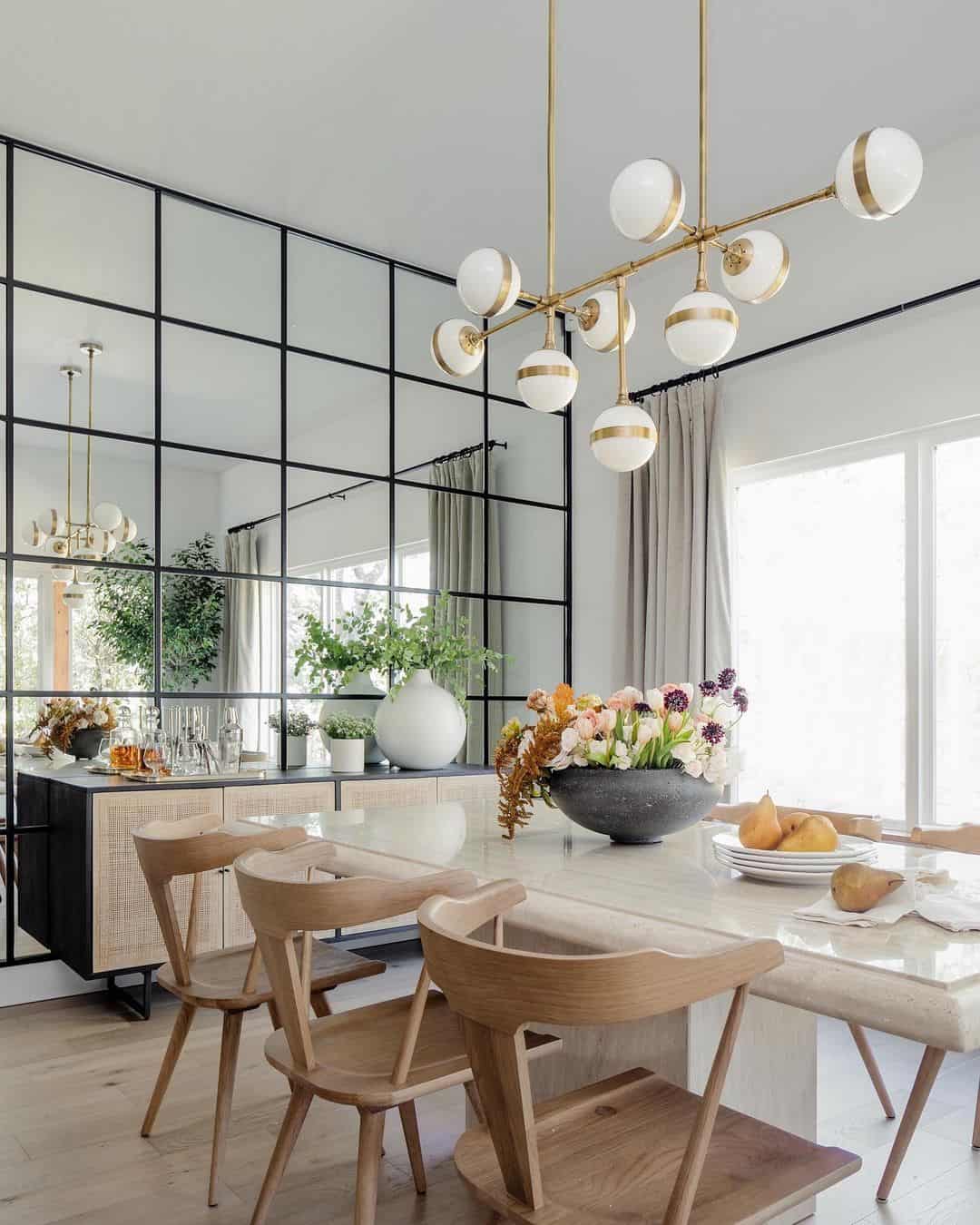 Linear Gold Chandelier with Frosted Orb Shades