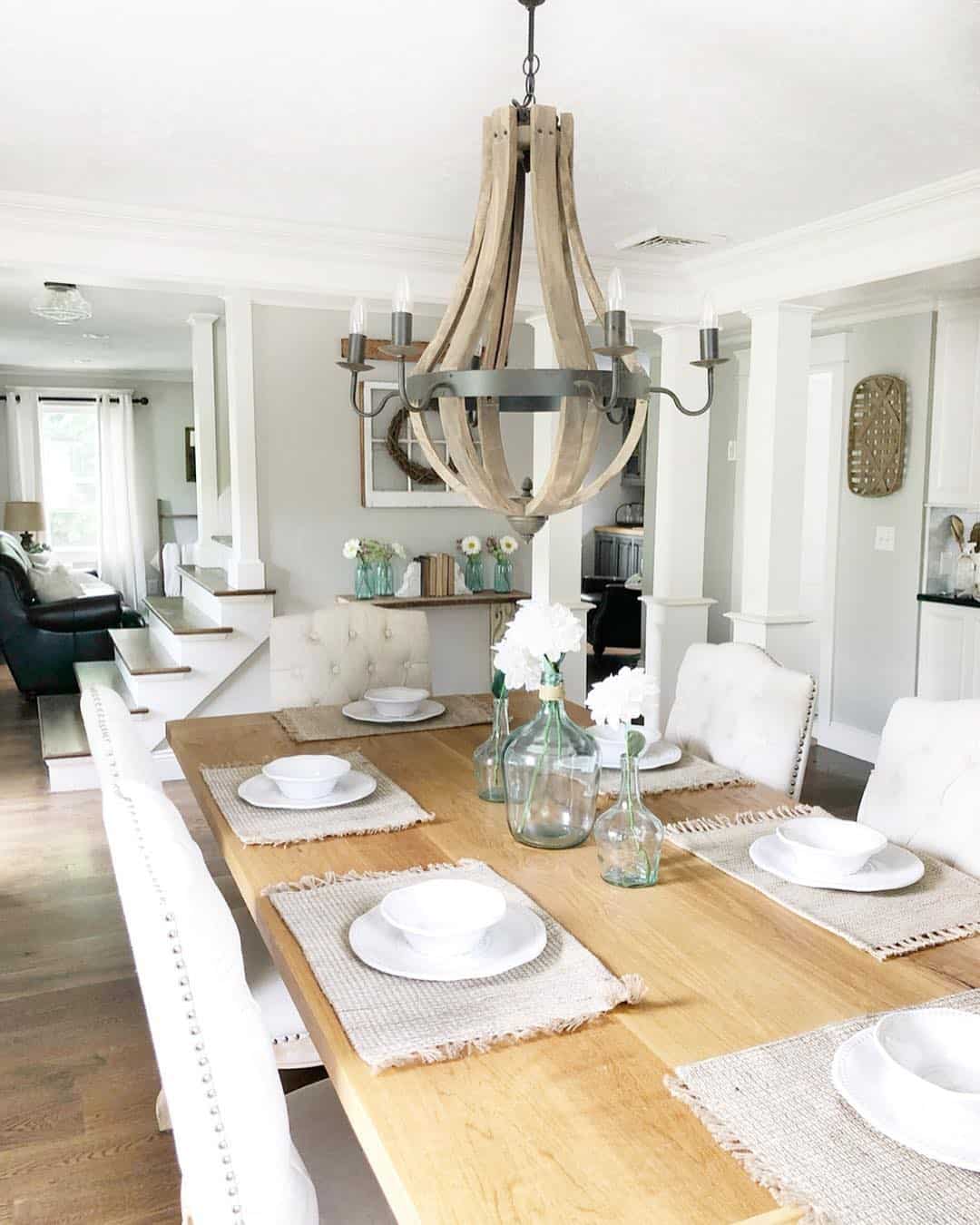 Wood Barrel Chandelier with Metal Accents