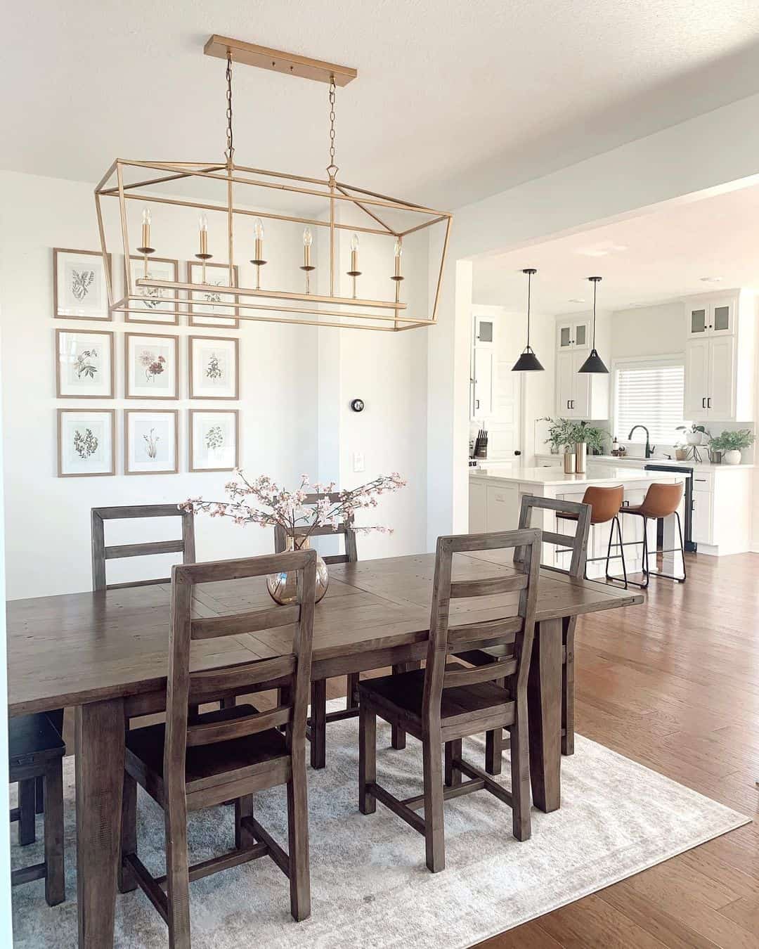 Gold Lantern Chandelier with Open Geometric Frame