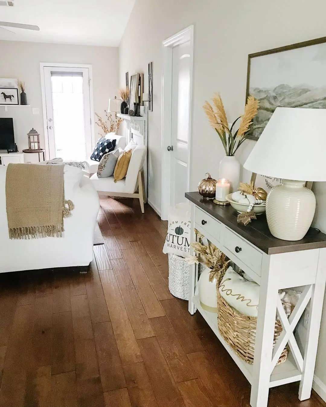 Two-Tone Console with Warm Autumn Accents