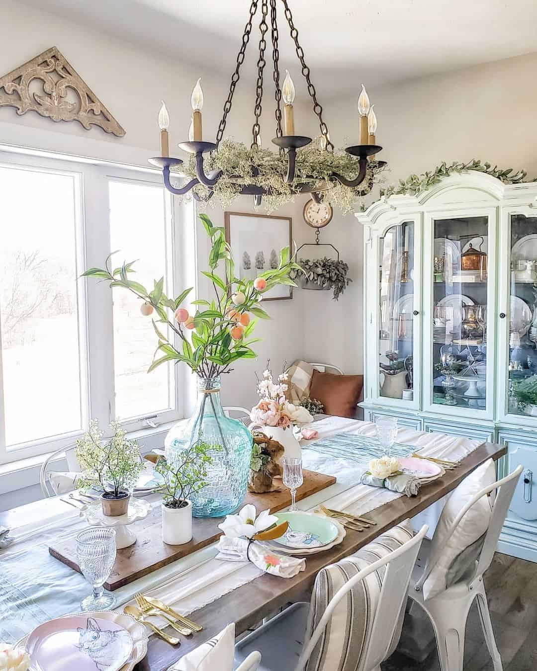 Large Blue Glass Bottle with Fruiting Branches