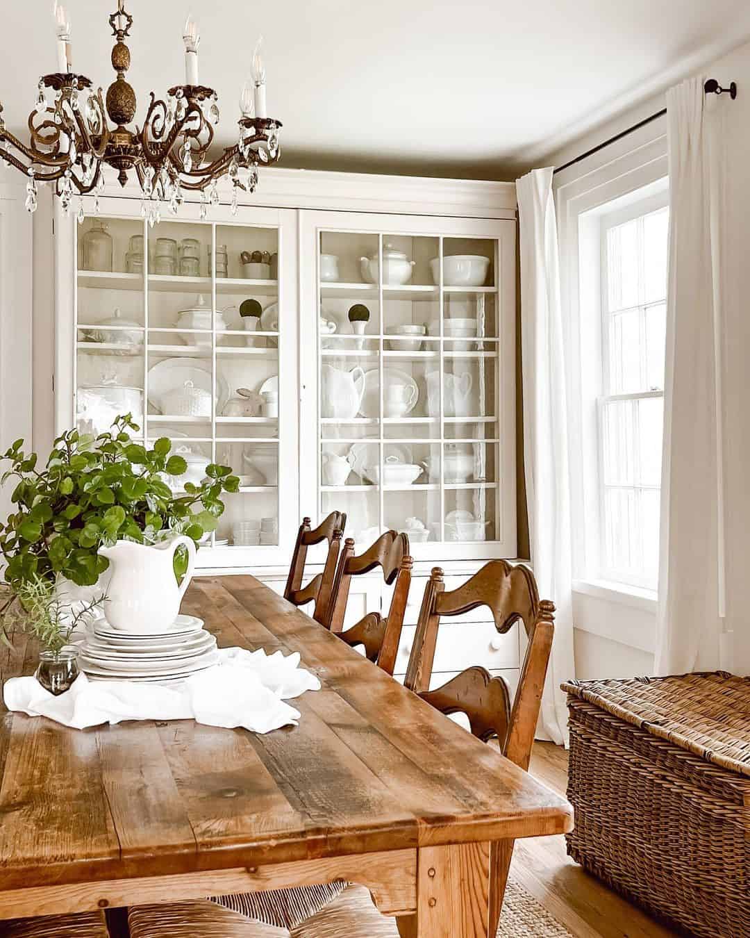 White Ironstone Collection in a Divided Cabinet