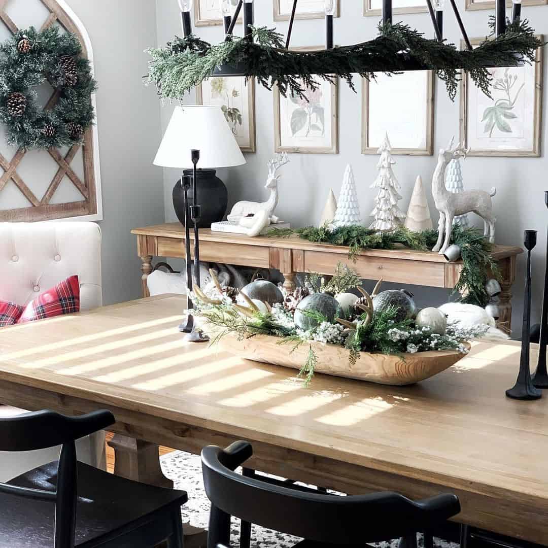 Wooden Dough Bowl Centerpiece with Natural Elements