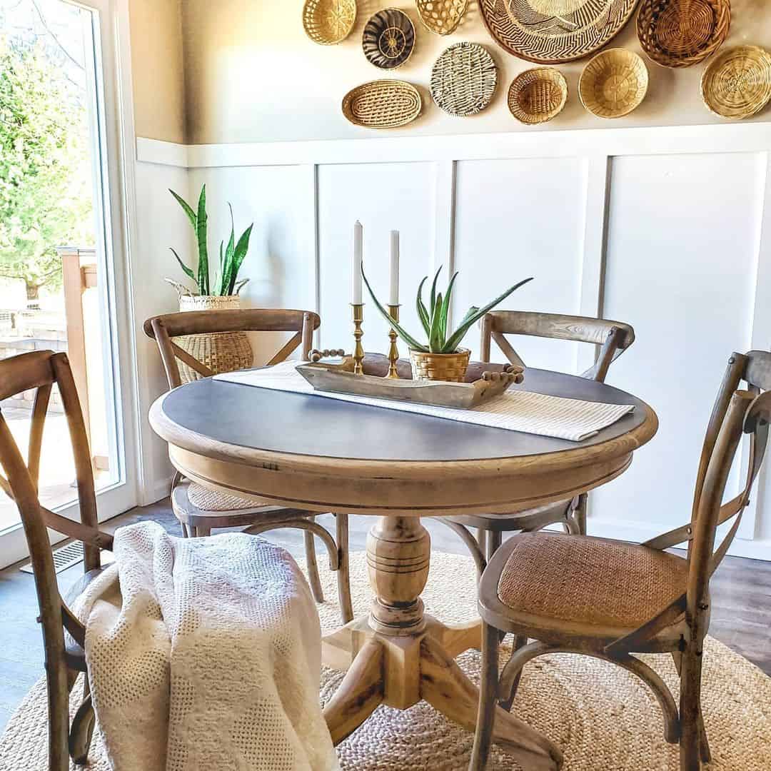 Combine Brass Candlesticks and a Plant in a Dough Bowl