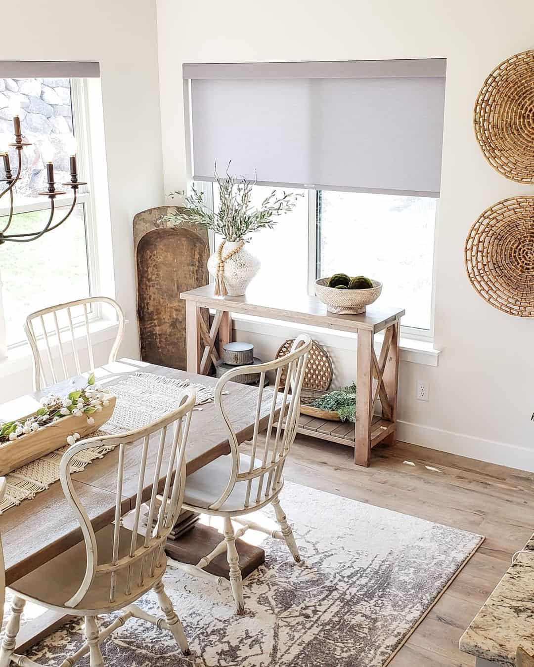 Textured Wall Hangings Add Organic Interest Above a Console