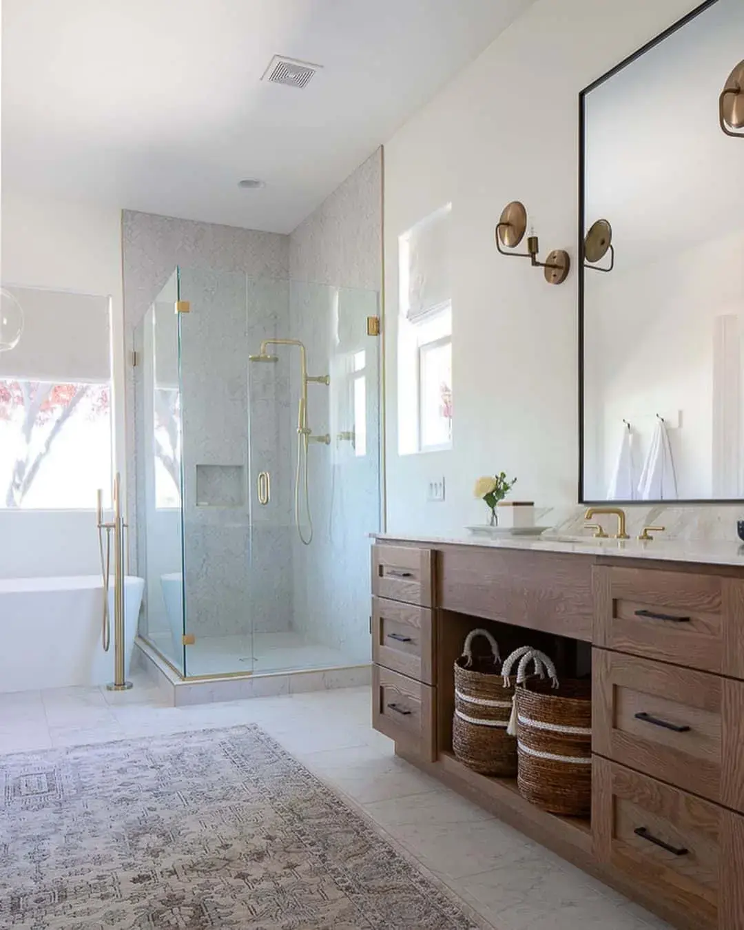 Woven Baskets Add Natural Texture to Vanity Storage