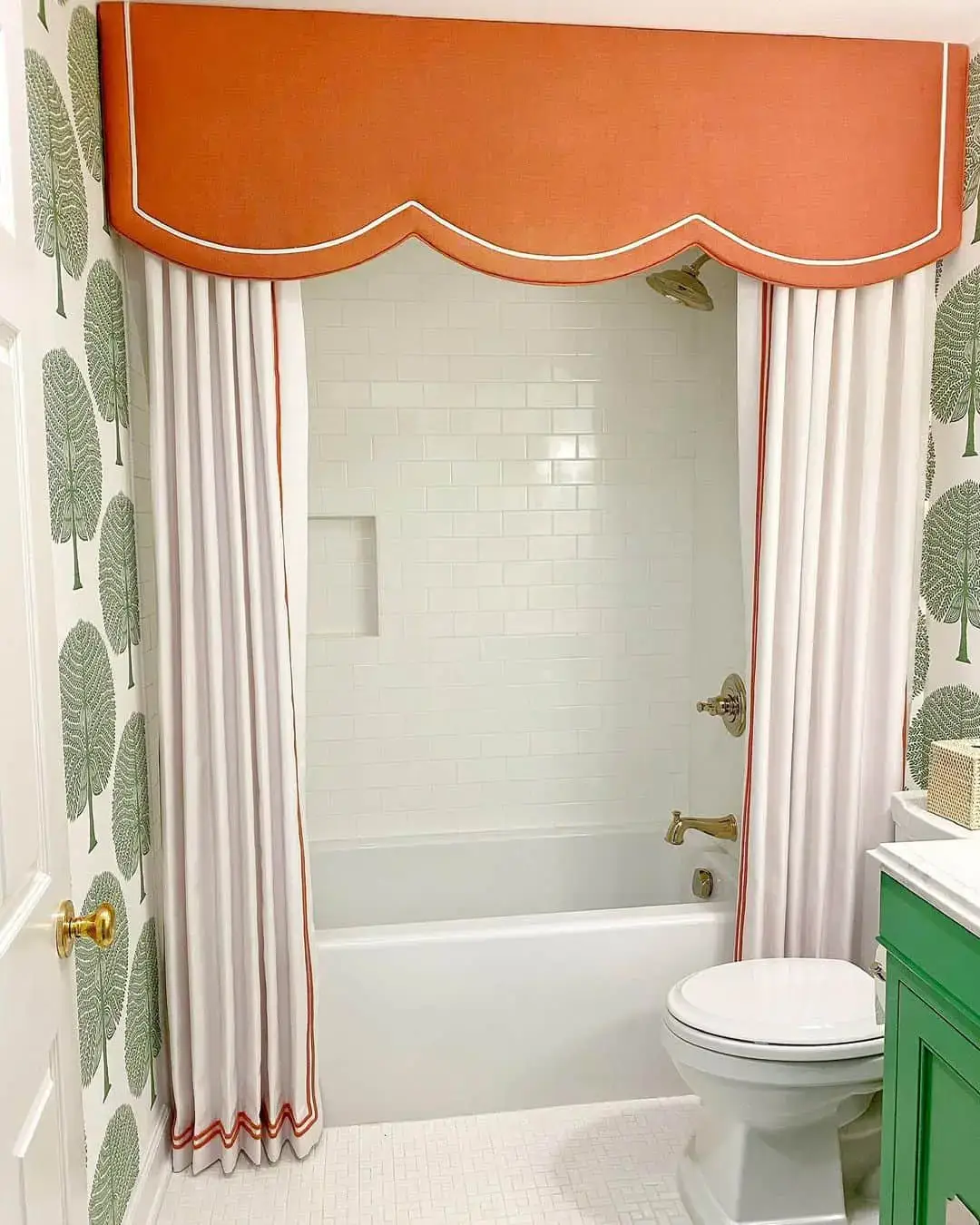 Scalloped Valance Adds Architectural Detail Above the Shower