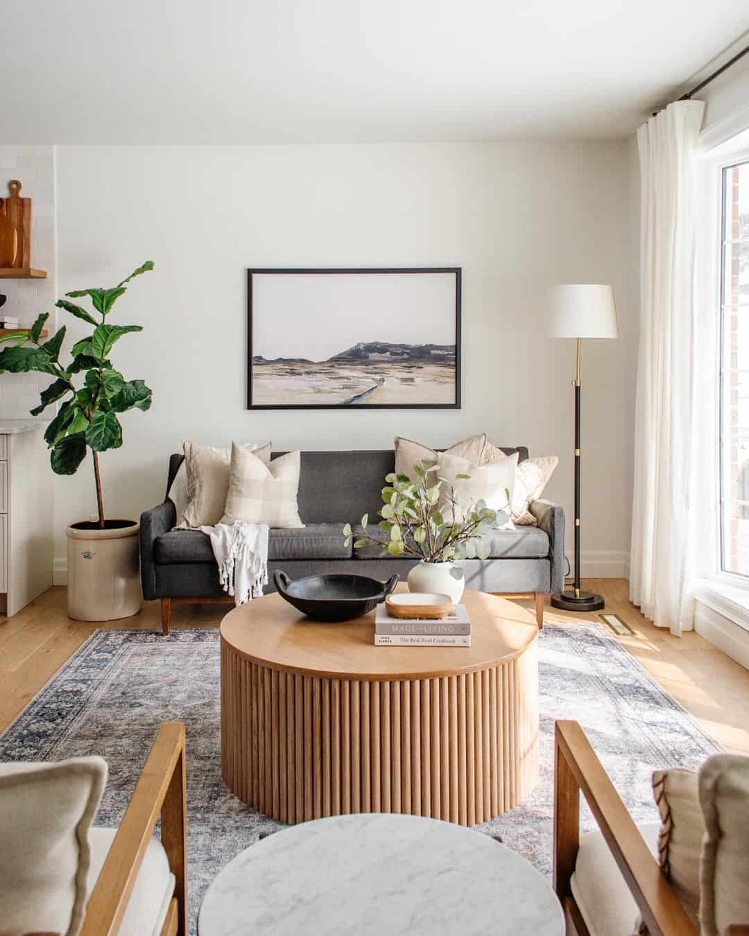 Ribbed Wood Coffee Table Adds Warmth to Living Area
