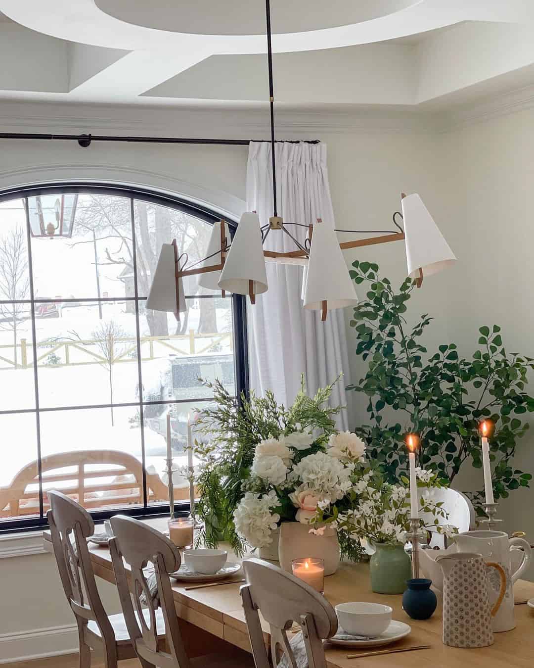 Soft Blush Vase Holds Abundant White and Pink Blooms