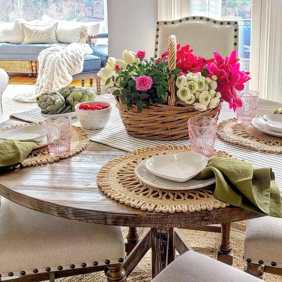 Woven Basket Holds a Generous Mix of Garden Blooms