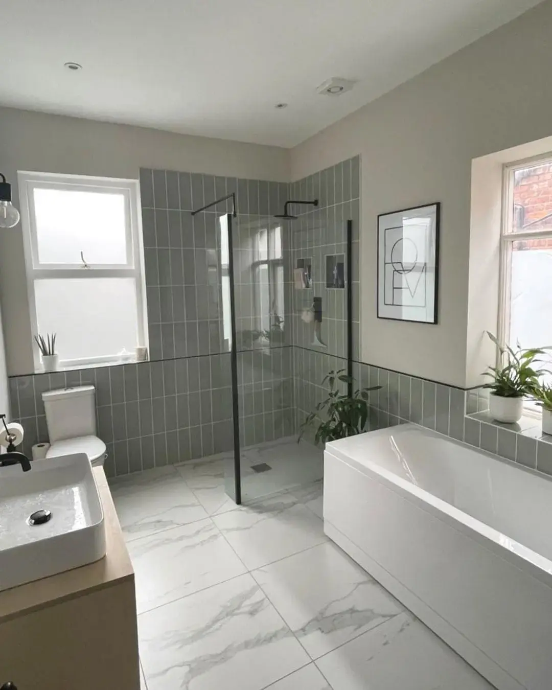 Modernize Your Shower with Grey Stacked Tile