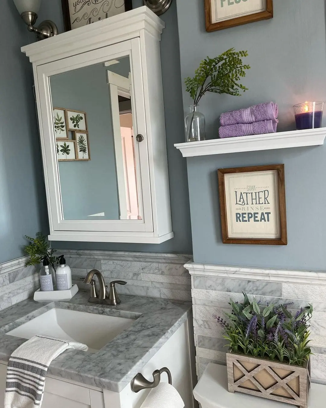 Greenery on the Toilet Tank with a Wooden Planter