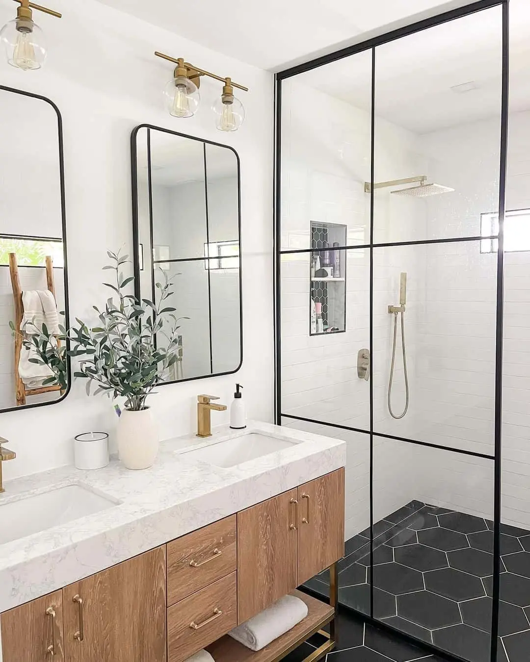 Black Hexagon Tile Floors Ground Modern Bathroom Designs