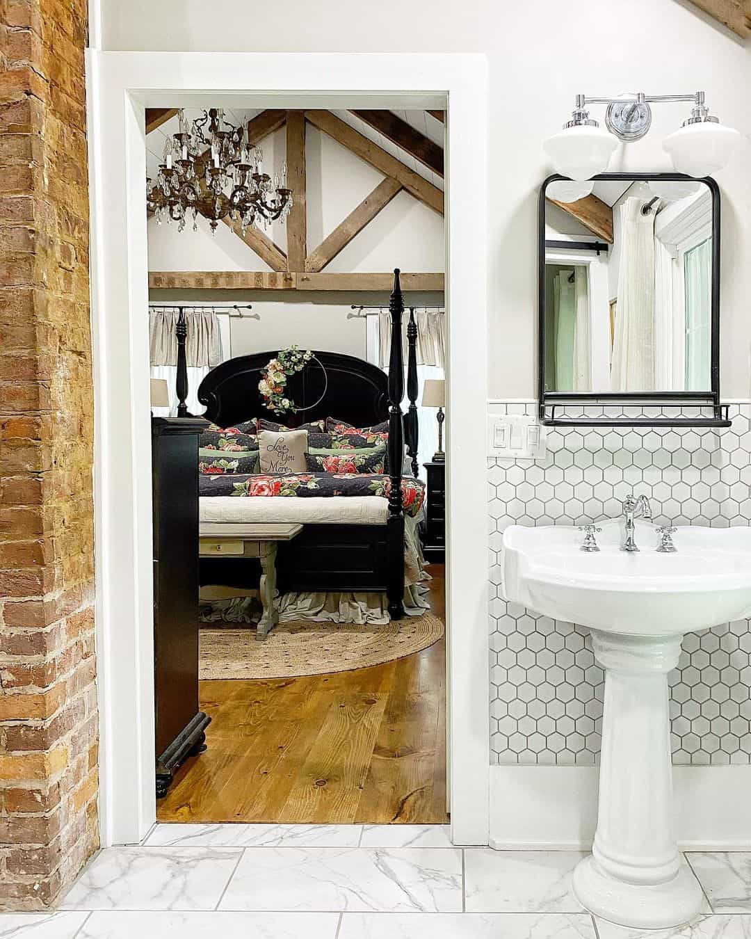 White Hexagon Tile Backsplash Adds a Clean Geometric Pattern
