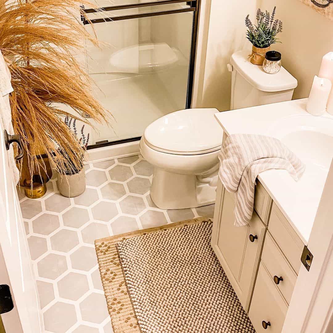 Frame a Neutral Palette with Large Hexagon Floor Tiles