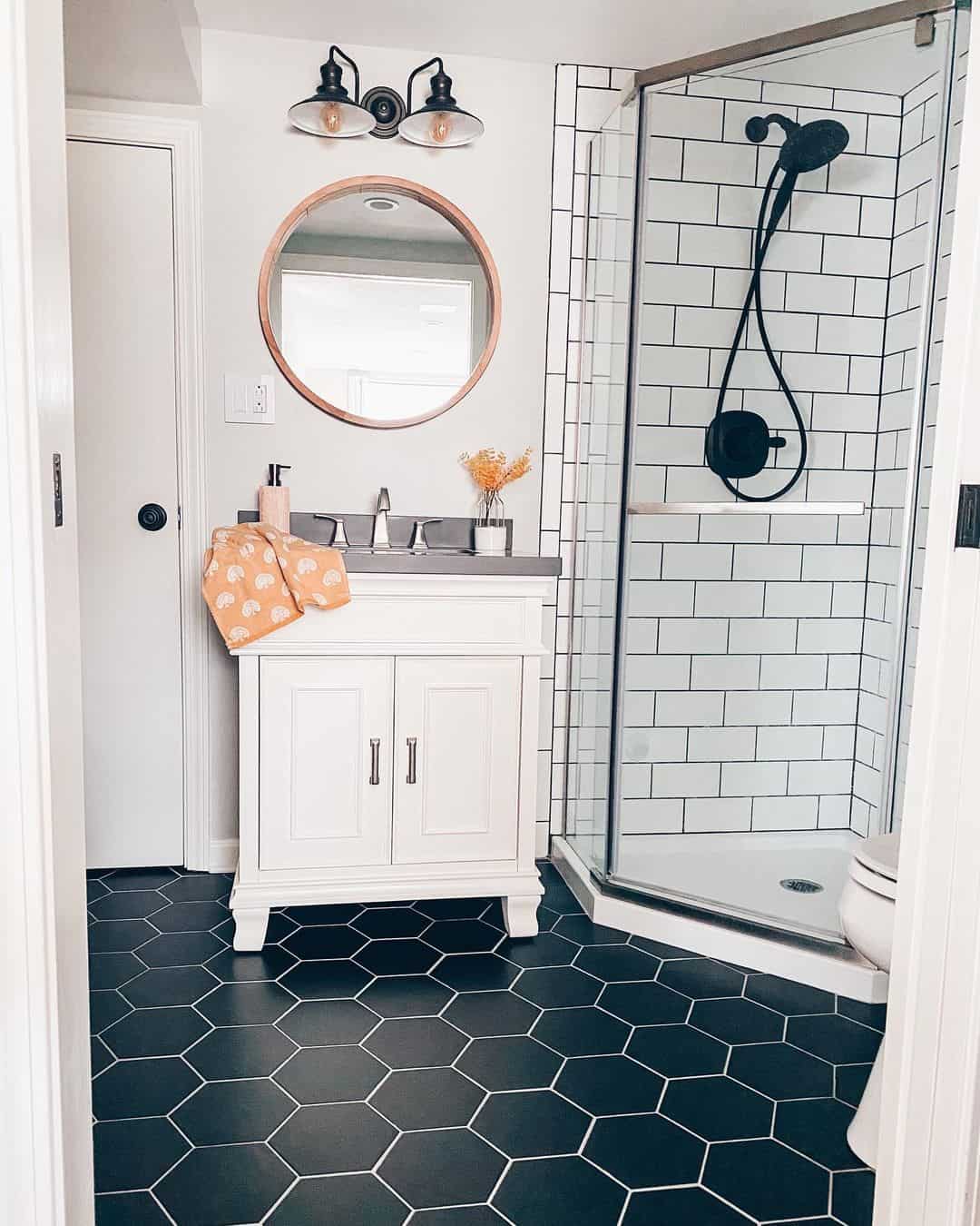 Bold Black Hex Tiles Create a Dramatic Foundation