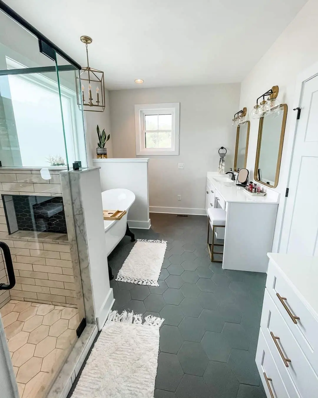 Establish a Sophisticated Base with Dark Hexagon Floor Tiles