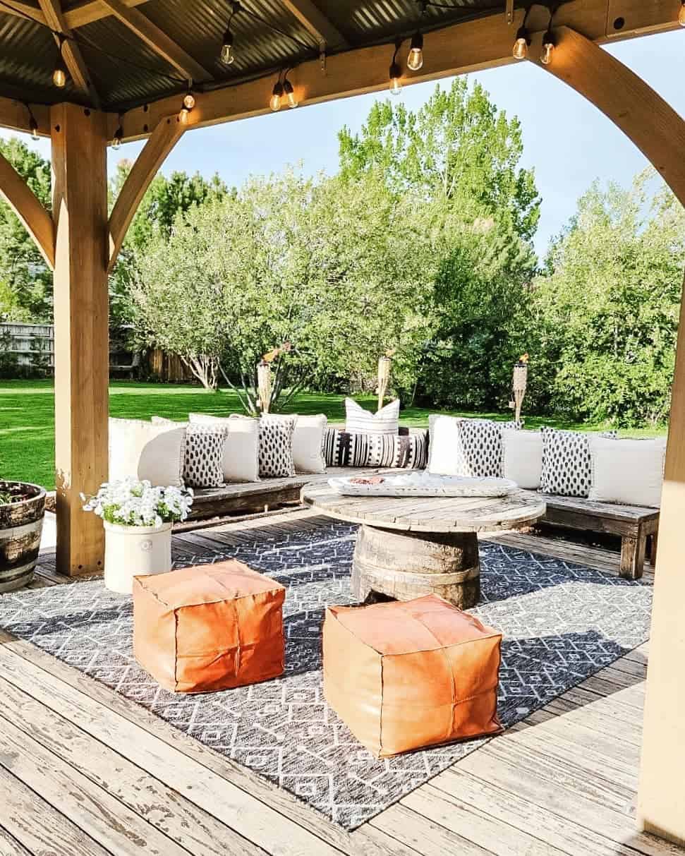 Rustic Wooden Spool Table for Outdoor Seating