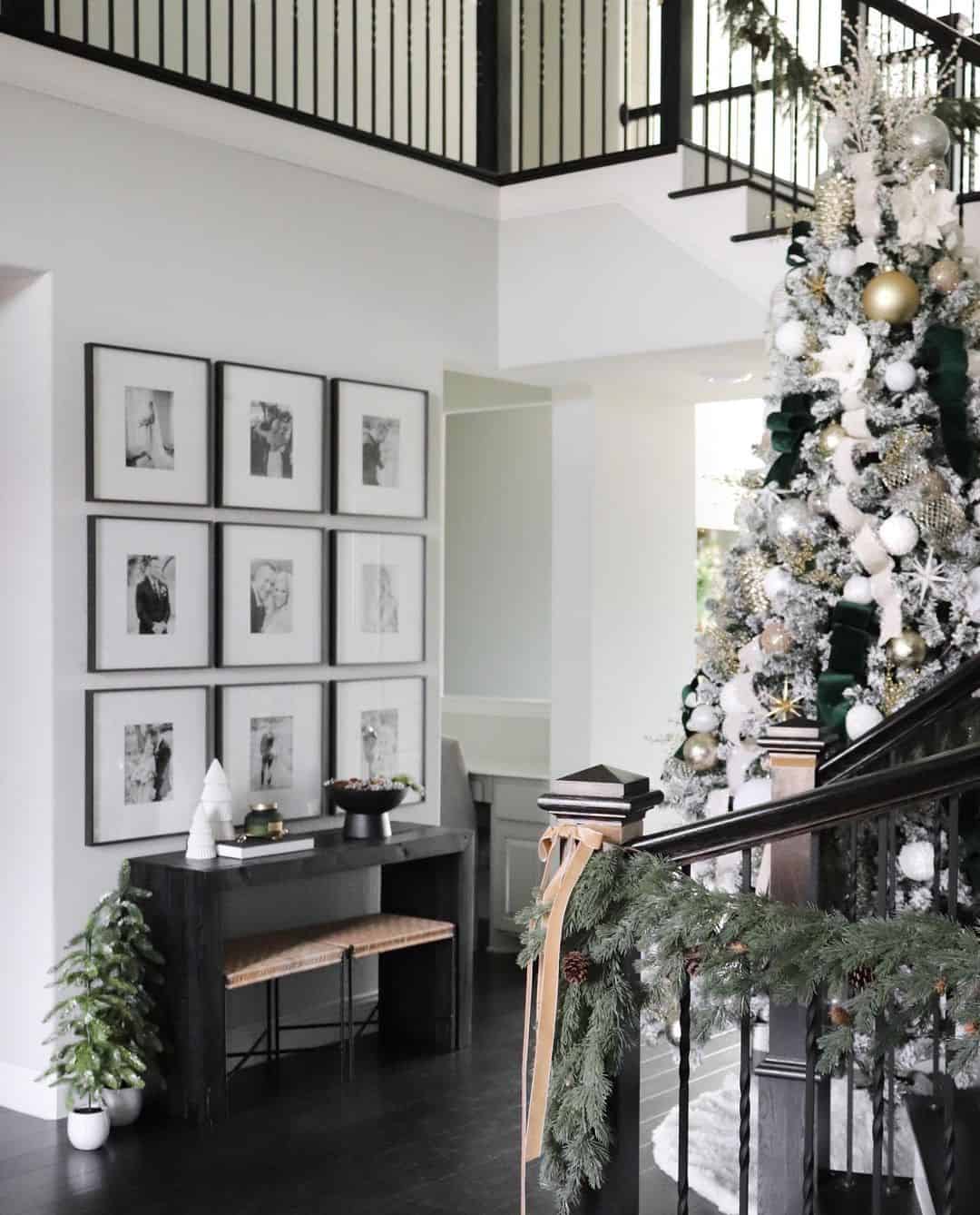Nine Black And White Photos Create A Balanced Staircase Display