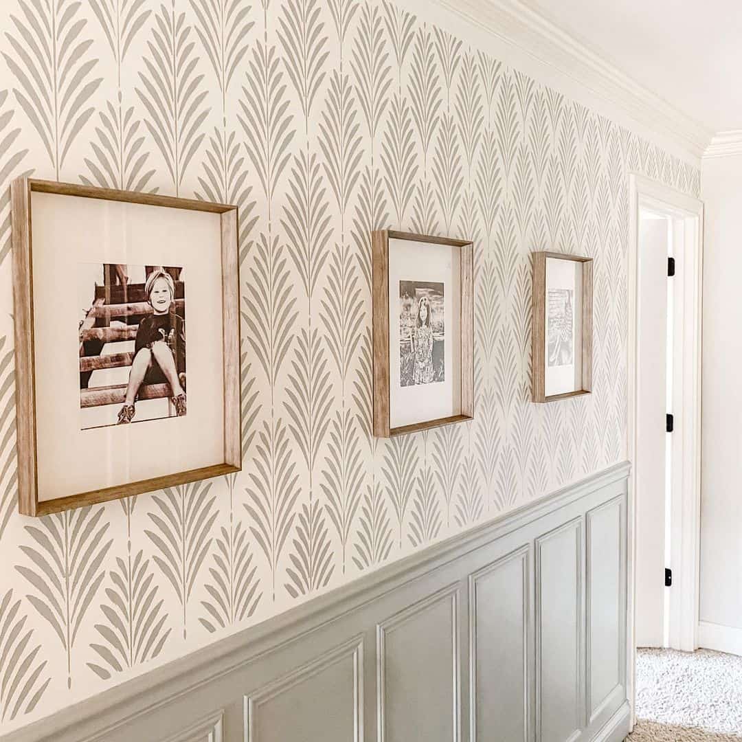 Contrast Natural Wood Frames Against a Repeating Leaf Pattern