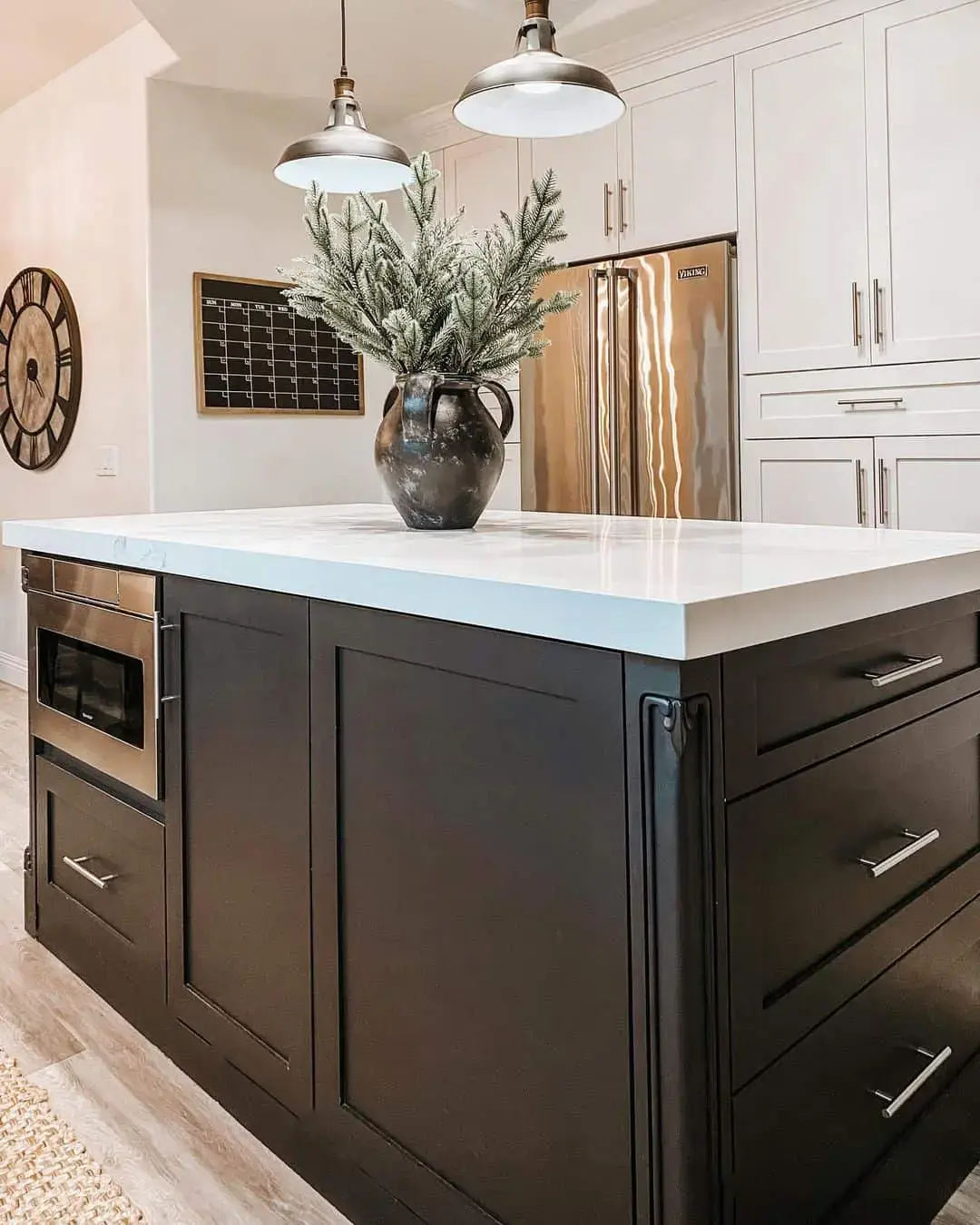 Moody Island Accent: Dark Vase with Frosted Greenery