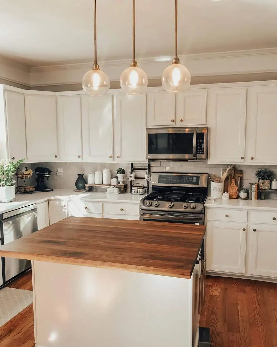 Subtle Warmth with Clear Glass Globe Pendants