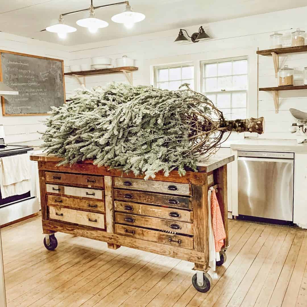 Rustic Rolling Island with a Christmas Tree