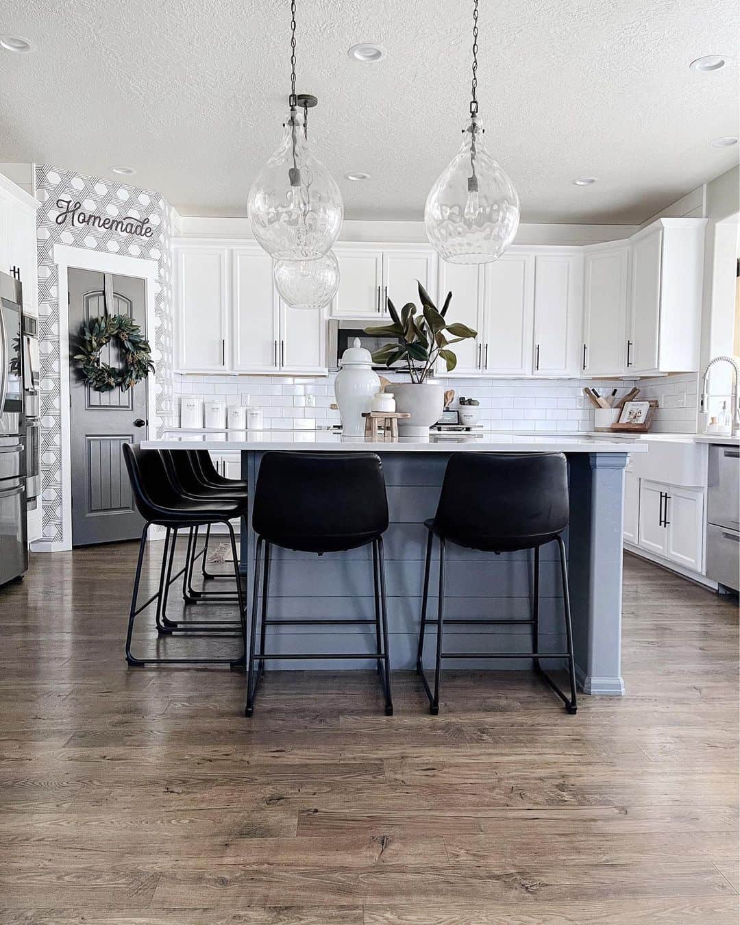 Clear Blown Glass Pendants With Textured Surfaces