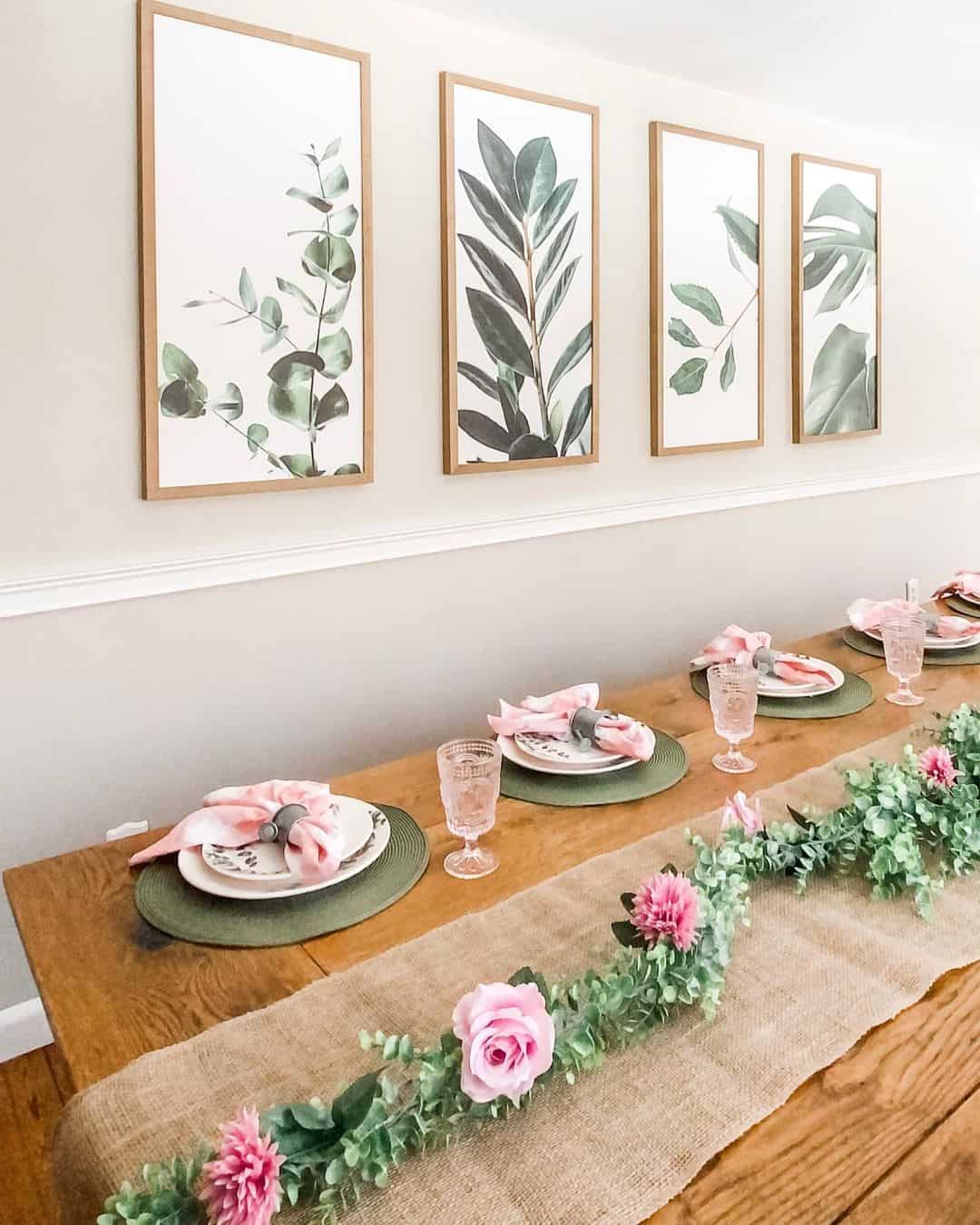 Burlap Runner with Floral Garland