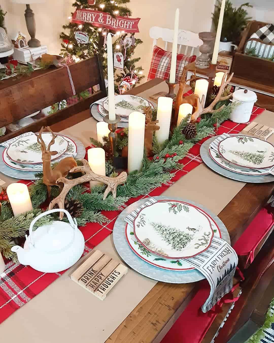 Woodland Antlers and Evergreen Garland for Rustic Christmas