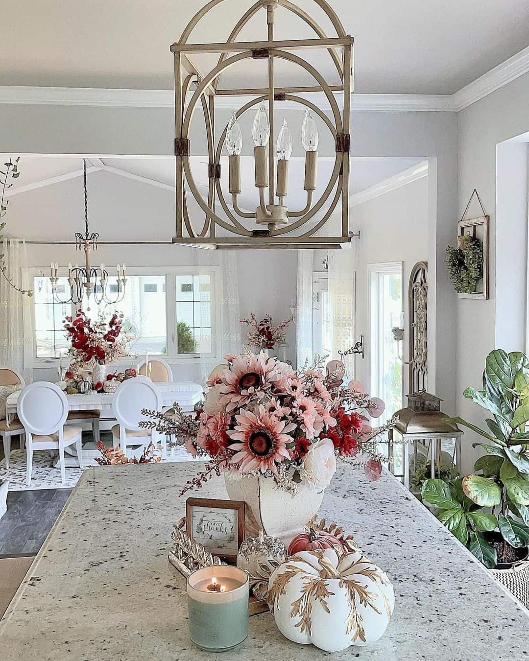 White and Gold Pumpkins for a Cozy Fall Vignette
