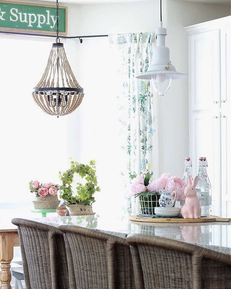 Pink Bunny and Peonies for a Cheerful Spring Vignette