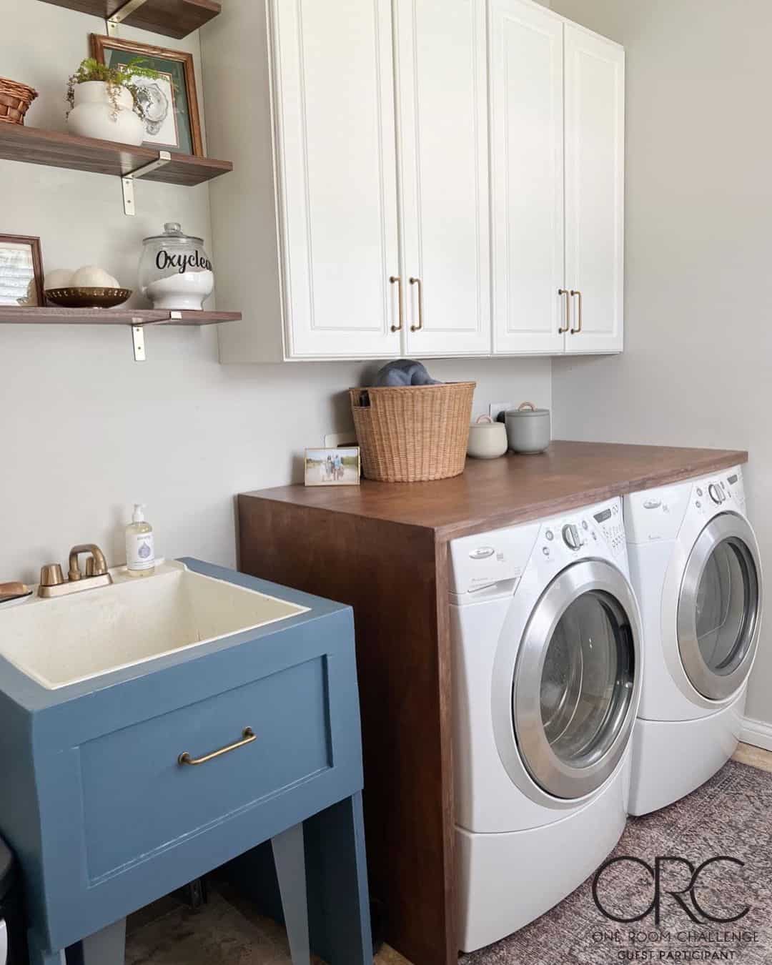 Open Shelving with Labeled Glass Jar for Detergent