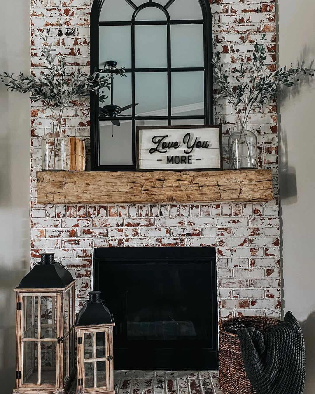 White Wood Sign Personalizes Mantel Decor