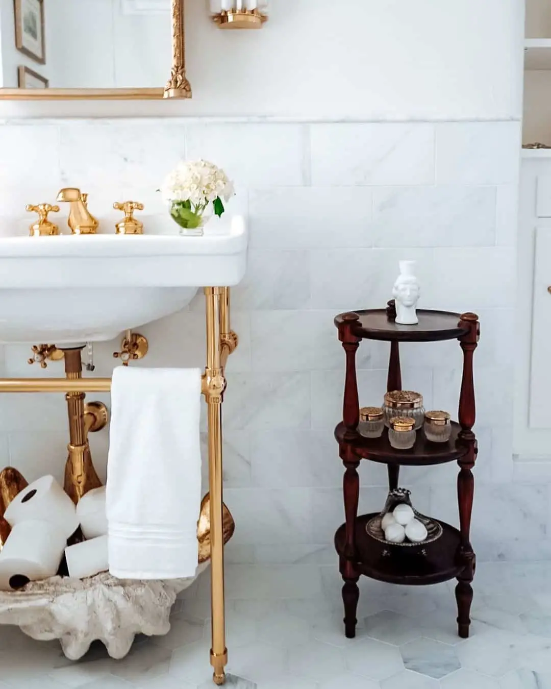 Antique Tiered Stand for Bathroom Jars