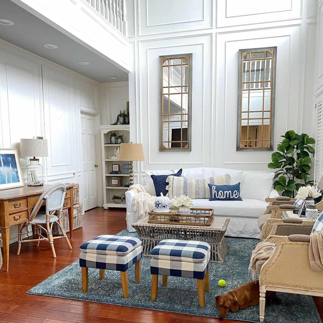 Tall Paneled Mirrors Frame Wall Details and Reflect Light