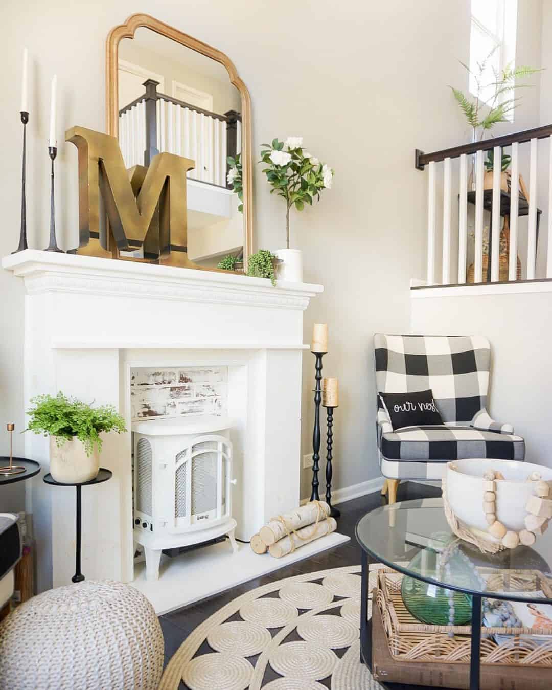 Oversized Monogram Adds Personal Focal Point Above Mantel
